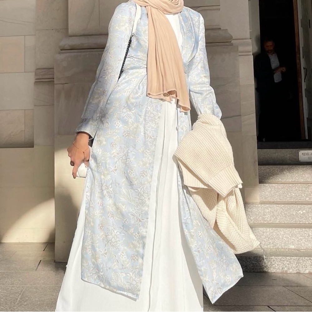 Zara Flowy Satin Effect Shirt Dress Light Blue